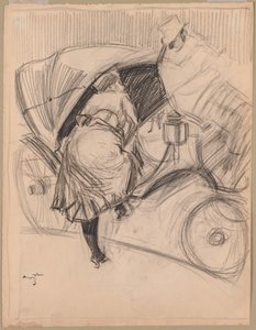 Žena vstupující do fiakra (recto) od attributed to Jean Louis Forain
