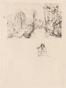 [Krajina s mostem a dítětem] od attributed to Jean Louis Richter