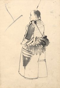 Tanečnice v kostýmu rybáře od attributed to Kono Bairei