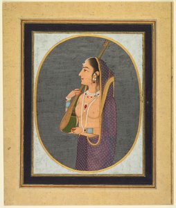 Dvorní dáma zpívá a hraje na víno od attributed to Muhammad Rizavi Hindi