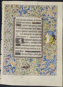 List z knihy hodin: Anděl honí ďábla (recto) od circle of Coëtivy Master