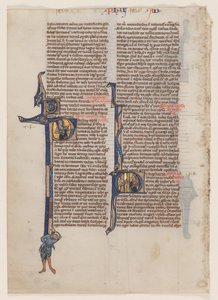 List z latinské Bible: Iniciála P: Svatý Pavel s mečem a knihou od circle or workshop of William de Brailes