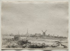 Kopie pohledu na Amsterdam ze severozápadu od copy after Rembrandt van Rijn