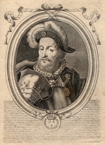 Portrét Františka I. (1494 - 1547), francouzského krále - František I., francouzský král - rytina z 