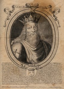 Clodion dit “” Le Chevelu””” (428-448), předek Merovejců, náčelník Salianských franků - Clodion The Hairy (c.428-47) Král kmene Salianských Franků - rytina z 