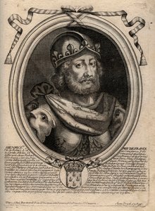 Dynastie Kapetovců: Portrét Jindřicha I. (1009-1060), krále franků v letech 1031 až 1060 - Jindřich I. (1009-1060) francouzský král - rytina z 