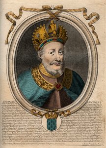 Portrét Karla II. Plešatého (823-877), francouzského krále - Karel II. (823-877) Plešatý - rytina z 