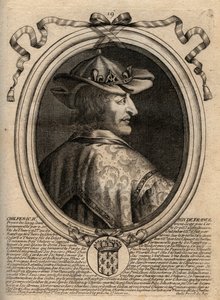 Portrét Chilperika II (asi 670 - 721), krále Neustrije - CHILPERIC II král Franků - rytina z 