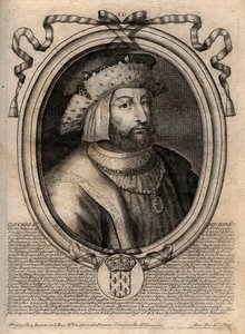 Portrét Clotaire (Clothaire) II (584 - 628), krále Neustrije a krále Franků - Clotaire nebo Chlotar II († 629) Král Franků - rytina z 