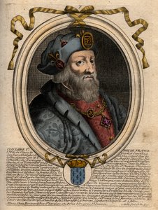 Portrét Clotaire (Clothaire) I (497-561), krále Neustrije a krále Franků - Clothar I., král Franků - rytina z 