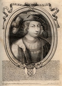 Portrét Clothaire III (652 - 673), krále Neustrije a Burgundska - Chlothar III nebo Clotaire III, král Franků z rodu Merovejců - rytina z 