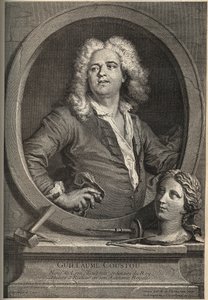 Portrét Guillaume Coustou (1677-1746) francouzský sochař - rytina od Larmessina podle J.de Liena od de Larmessin
