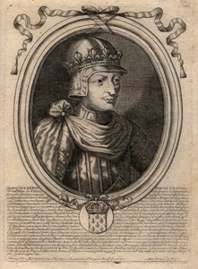 Portrét Jana II. Dobrého (1319-1364), francouzského krále - Portrét Jana II., "Dobrého" (1319-64) Francouzského krále - rytina z "Les Augustes Representations de tous les Kings de France od Pharamonda po Ludvík XIV. 