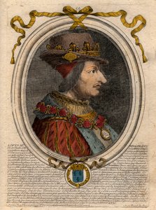 Portrét Ludvíka XI. (1423-1483), francouzského krále - Portrét francouzského krále Ludvíka XI. (1423-1483), francouzského krále - rytina z 