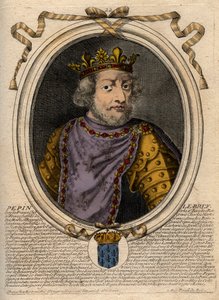 Portrét Pepina III dit Pepin le Brief (714-768) francouzský král - Pepin III (714-768) (Pepin Krátký) Král Franků - rytina z 