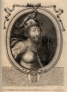 Portrét francouzského Raoula (nebo Rodolpha, kolem 890-936) Král Franků - Rudolph (Raoul, Rodolphe) Burgundský, král Francie (923-936) - rytina z 