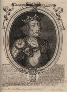 Portrét Roberta II. Zbožného (asi 972 - 1031), francouzského krále - krále Roberta II., zvaného Pobožný - rytina z 