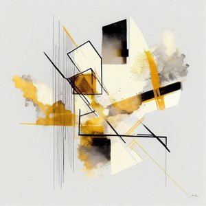 Abstraktní geometrické tvary, akvarel, tisk na přání