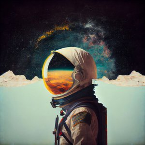 Abstraktní malba osamělého astronauta ve vesmíru, nástěnné umělecké tisky