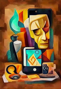 Abstraktní surrealistická malba, Picasso inspirované umění, Printable wall Art