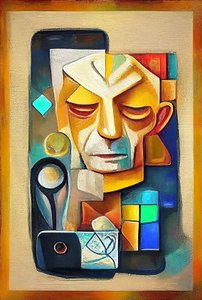 Picasso inspirované umění, abstraktní surrealistická malba, nástěnný umělecký tisk na přání