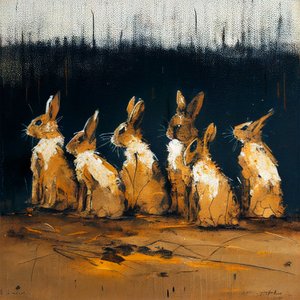 Malba králíků figurativním stylem, nástěnné obrazy od F. Abderrahim