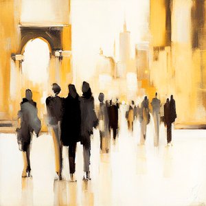 Urban Life: Abstrakti impressionistinen siluettimaalaus od F. Abderrahim