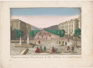 Pohled na promenádu ​​v Marseille Vista del paseo de la ciudad de Marsella (název na objektu)