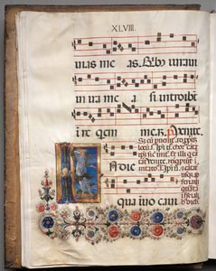 Antifonář: Iniciála, anděl od follower of Girolamo da Cremona