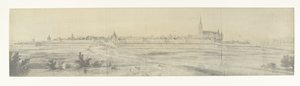 Pohled na Elburg, 1672 Fotografie kreseb francouzské invaze do Nizozemska v roce 1672 od Adama Franse van der Meulena dochované v Manufacture des Gobelins (název série)