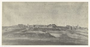 Pohled na Maastricht, 1672 Fotografie kreseb francouzské invaze do Nizozemska v roce 1672 od Adama Franse van der Meulena dochované v Manufacture des Gobelins (název série)