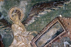 Fresky s andělem v kostele Metamorphosis tou Sotiros, Kefali, Kréta, Řecko (foto) od Theodore Charles Ange Coquelin