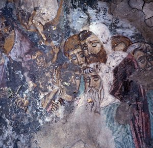 Skupina mužů, freska v kostele v Kandanos, Kréta, Řecko (foto) od Theodore Charles Ange Coquelin