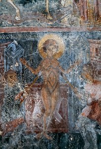 Umučení Krista, freska v byzantském kostele svatého Jiří, Komitades, Kréta, Řecko (foto) od Theodore Charles Ange Coquelin