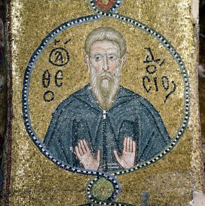 Svatý, mozaika v katholikon (hlavní kostel) kláštera Nea Moni (seznam světového dědictví UNESCO od Theodore Charles Ange Coquelin