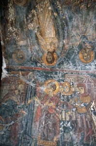 Scény ze života Ježíše, malovaná klenba Pagomenem v kostele Agios Georgios, Anidri, Kréta, Řecko od Theodore Charles Ange Coquelin