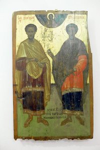 Svatí, malba na dřevo v klášteře Arkadi, Kréta, Řecko (foto) od Unbekannt Unbekannt