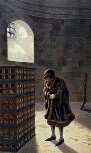 Francouzský král Ludvík XI. na návštěvě u kardinála Jeana de la Balue ve vězení od pseudonym for Onfray de Breville Jacques Job