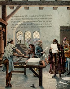Historie Francie ve středověku (středověk): Francouzský král Ludvík XI. zvaný Rozvážný (1423-1483) podpořil růst polygrafického průmyslu. Král navštívil Sorbonnu za přítomnosti typografů Ulricha Geringa (Guerinch nebo Guernich od pseudonym for Onfray de Breville Jacques Job