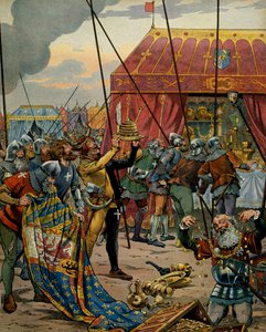 Historie Francie ve středověku (středověk): Švýcaři se zmocnili bohatství Karla Temeraire (1433-1477), vévody burgundského po katastrofě bitvy u vnuka, který viděl vítězství konfederací, spojenců Ludvíka XI Francie přes Cha od pseudonym for Onfray de Breville Jacques Job