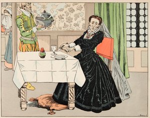 Ilustrace z knihy „Le bon roy Henri“, kterou ilustroval Jacques Marie Gaston Onfray de Breville dit JOB (1858-1931): Matka snědla své dítě během obléhání Paříže - Soukromá sbírka od pseudonym for Onfray de Breville Jacques Job