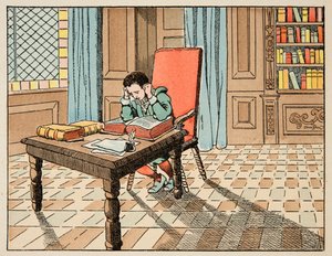 Ilustrace převzatá z knihy „Le bon roy Henri“, kterou ilustroval Jacques Marie Gaston Onfray de Breville dit JOB (1858-1931): Vzdělávání v 16. století: přednáška klasiků - Soukromá sbírka od pseudonym for Onfray de Breville Jacques Job