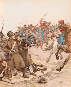 Jacques Marie Gaston Onfroy de Breville dit JOB (1858-1931) - francouzská armáda během napoleonských kampaní přezdívaná Marie Louise v roce 1815 v boji proti kozákům, soukromá sbírka od pseudonym for Onfray de Breville Jacques Job