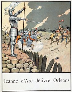 Johanka z Arku osvobozuje Orléans - v „“Malá historie Francie“” od Jacquese Bainvilla, ed. Hříva od pseudonym for Onfray de Breville Jacques Job