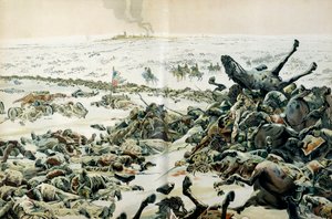 Tažení Prusko a Polsko (1806-1807): den po vítězství Eylau navštívil Napoleon I. Bonaparte (1769-1821) bojiště a četné ztráty na zemi 9. února od pseudonym for Onfray de Breville Jacques Job