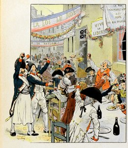 Revoluční banket po dobytí Bastily – ilustrace Job (Jacques Marie Gaston Onfray a Breville) (Jacques-Marie) (1858-1931) pro knihu „La Tour d