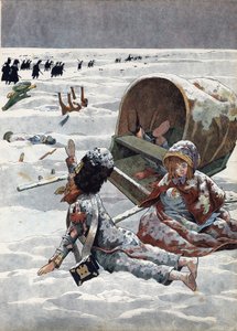 Scéna z dějin Francie v hračkách: Epizoda ruského ústupu během napoleonské války (1812). V “” Joujoux a l