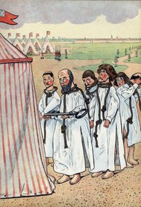 Scéna dějin Francie v hračkách: Buržoazní z Calais. Obléhání Calais v roce 1347 a pobožnost Eustachea svatého Petra, nejznámějšího ze šesti měšťanů z Calais, který šel k anglickému králi Edwardu III., aby prosil o milost od pseudonym for Onfray de Breville Jacques Job