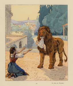 Florentský lev (barevná litografie) od pseudonym for Onfray de Breville Jacques Job