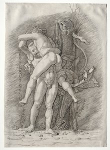 Herkules a Antaeus od school of Andrea Mantegna